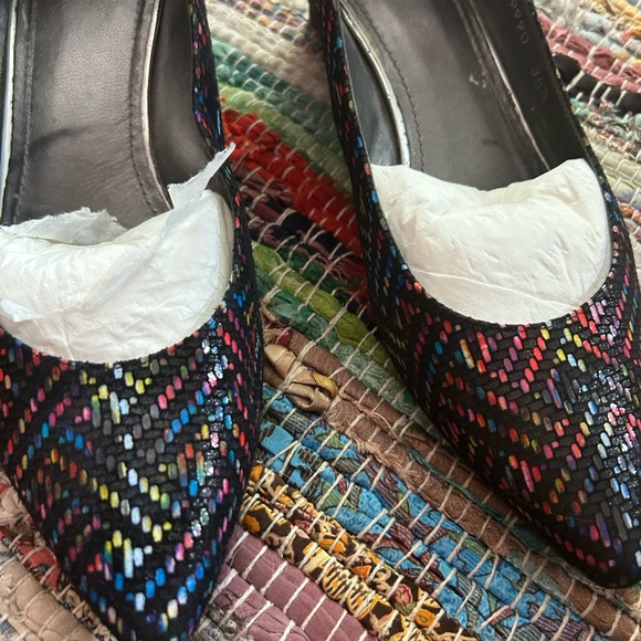 *NEW VTG Stuart Weitzman Colorful Wedge Heels Shoe Sz 38.5/8 - Picture 4 of 16